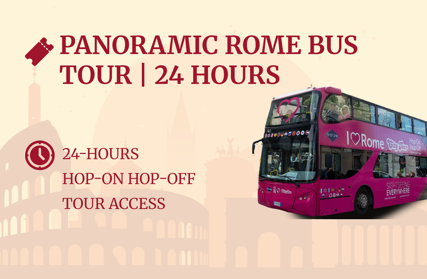 I Love Rome Hop On Hop Off Panoramic Tour | 24 Hours